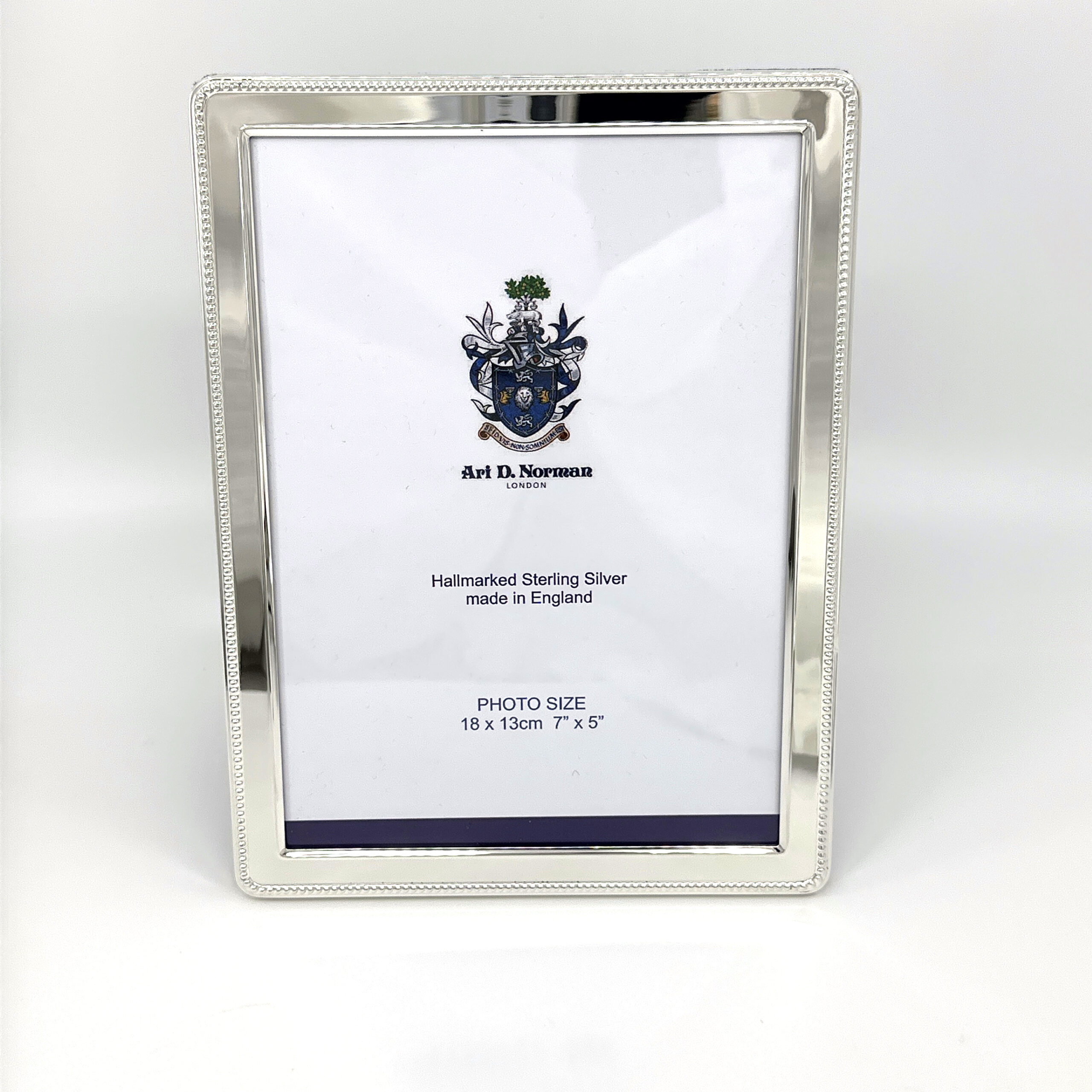 FR543 (2) Beaded Photo Frame With Blue Velvet Back Finished In 925 English Hallmarked Sterling Silver