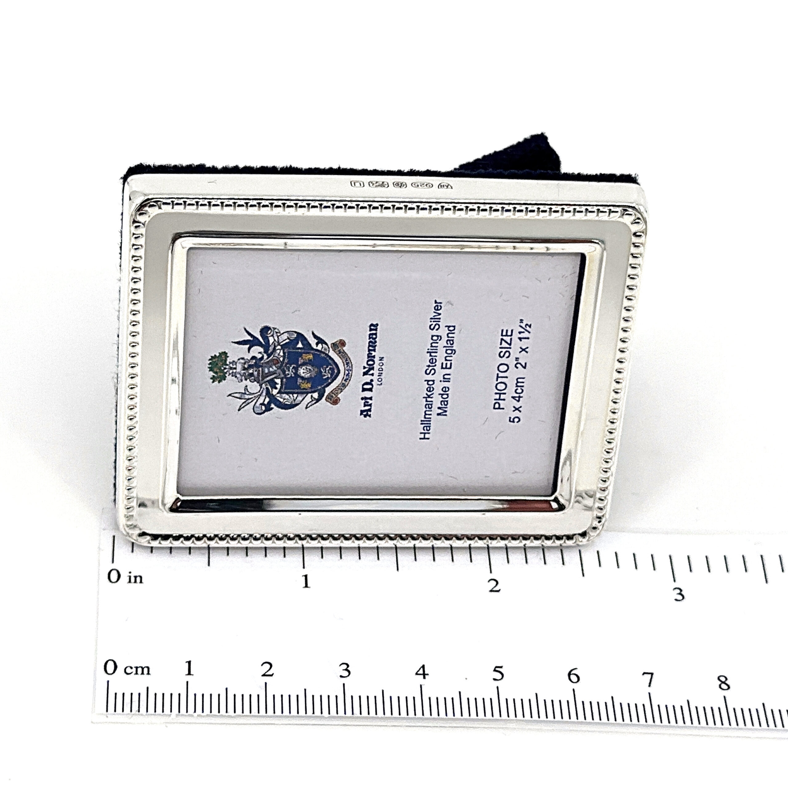 FR540 (3) Beaded Photo Frame With Blue Velvet Back Finished In 925 English Hallmarked Sterling Silver