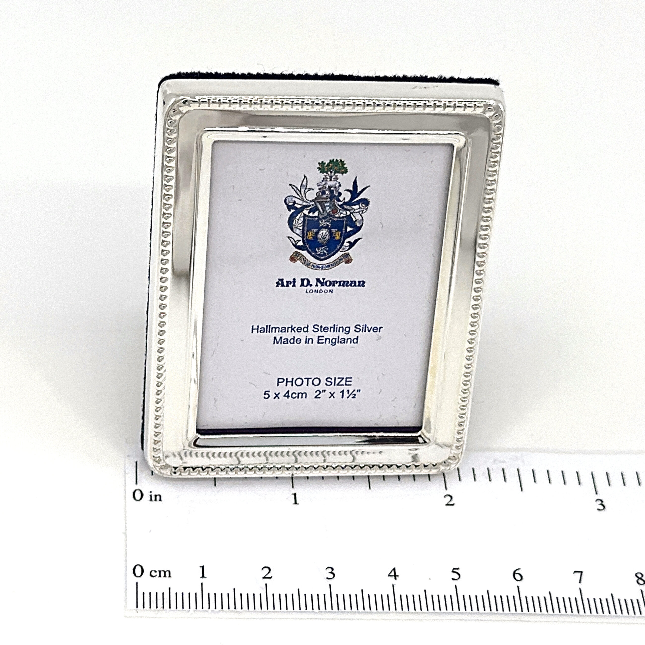 FR540 (1) Beaded Photo Frame With Blue Velvet Back Finished In 925 English Hallmarked Sterling Silver