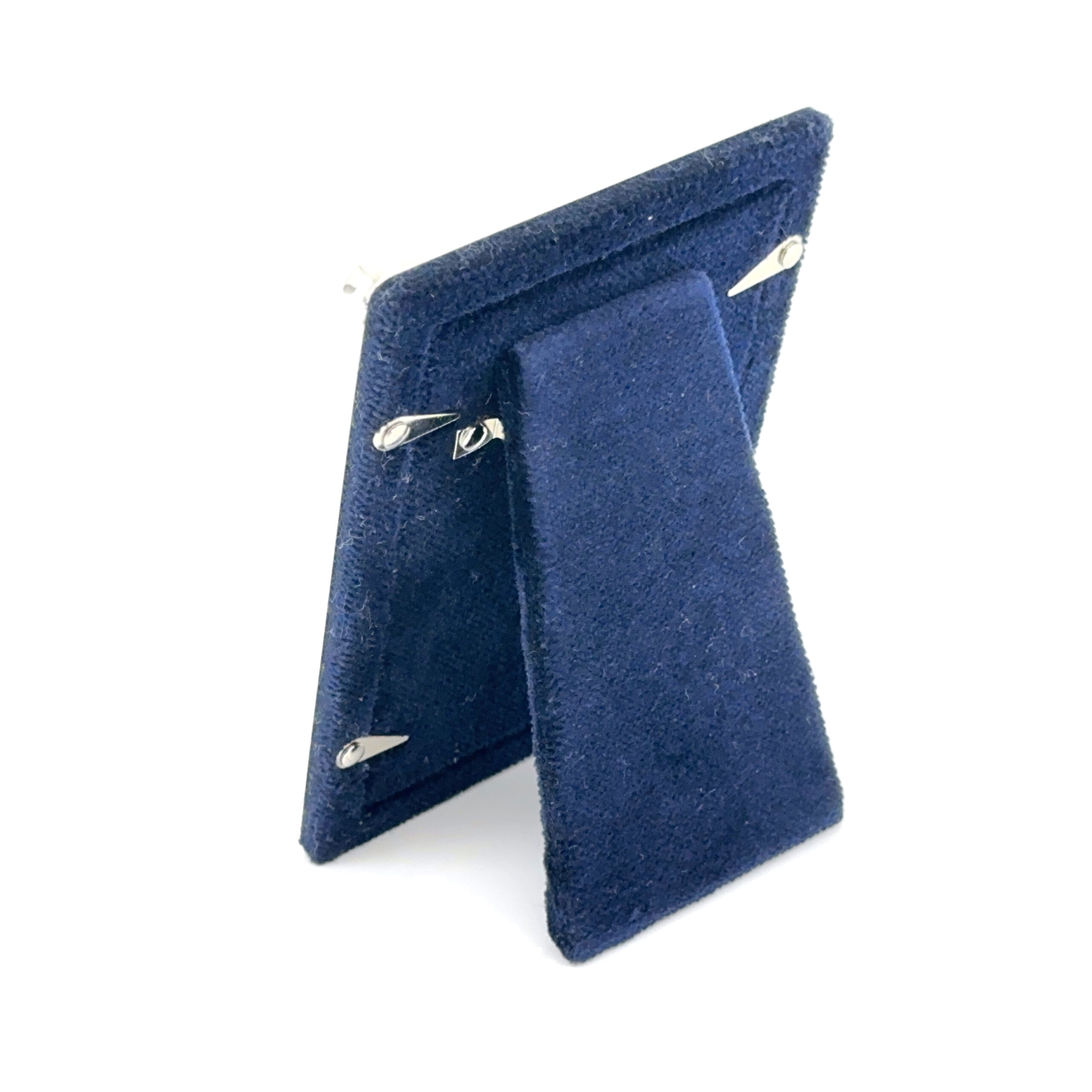 FR541 (3) Beaded Photo Frame With Blue Velvet Back Finished In 925 English Hallmarked Sterling Silver