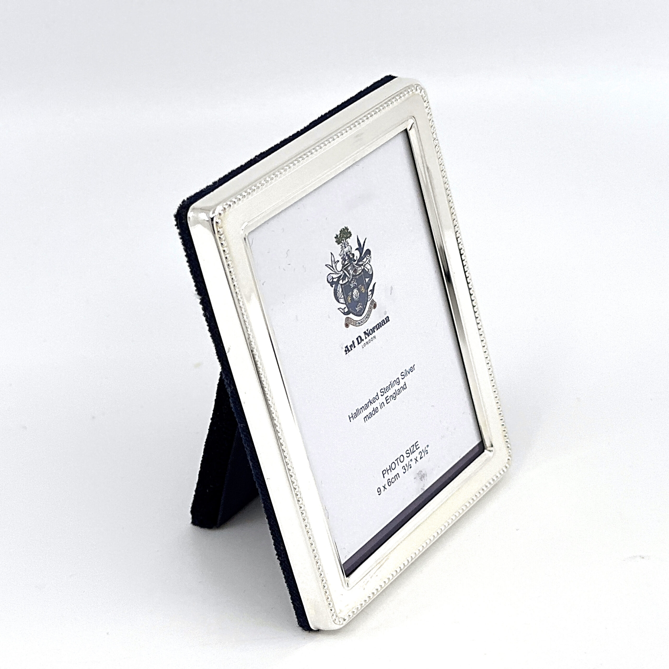 FR541 (2) Beaded Photo Frame With Blue Velvet Back Finished In 925 English Hallmarked Sterling Silver