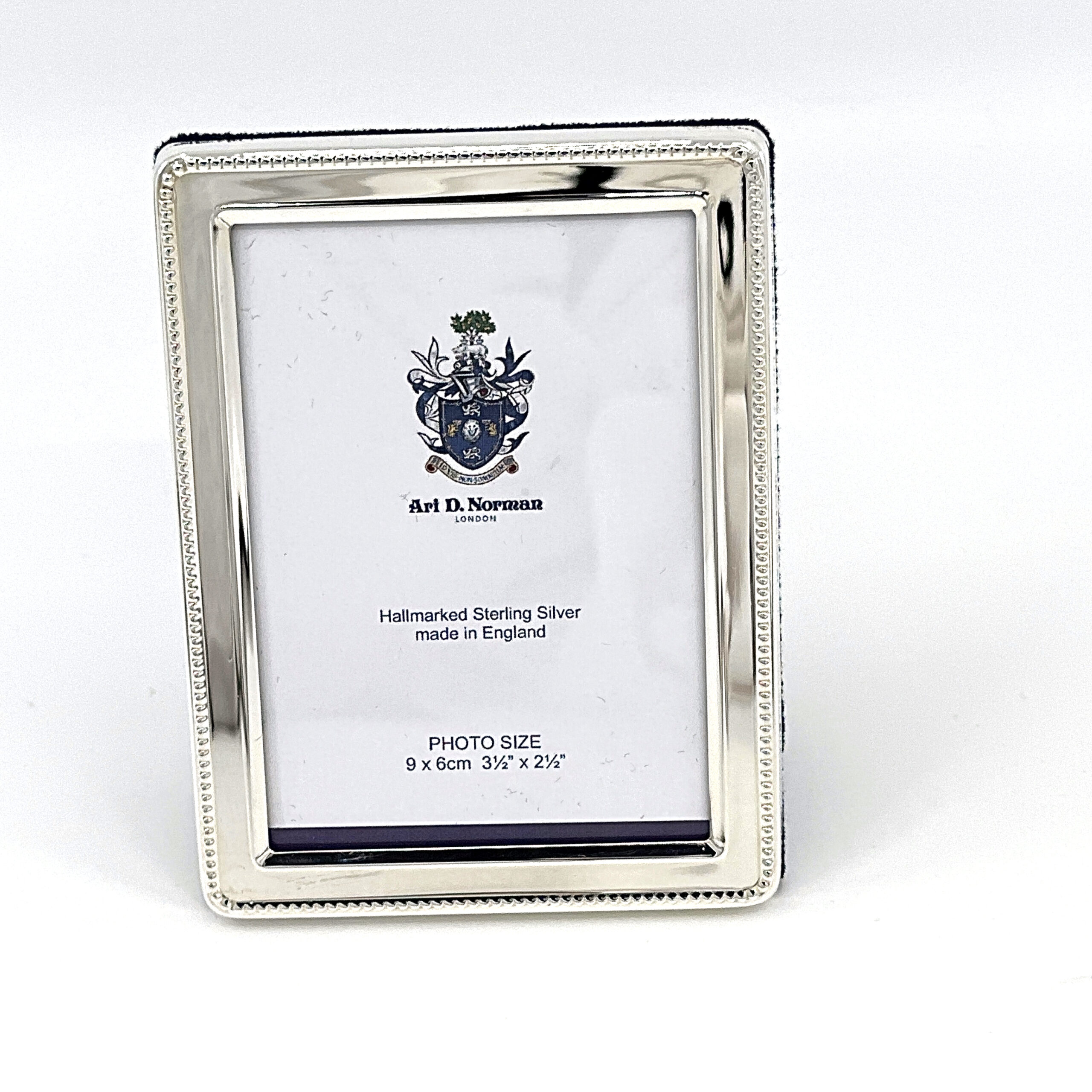 FR541 (5) Beaded Photo Frame With Blue Velvet Back Finished In 925 English Hallmarked Sterling Silver