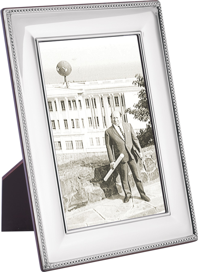FR703-Sterling-Silver-Photo-Frame (1) Beaded Photo Frame With Mahogany Wooden Back Finished In 925 English Hallmarked Sterling Silver