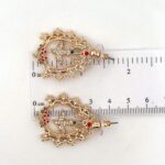 Bird In Cage Drop Earrings Victorian Style Gold Plated Metal Alloy Set With Clear Czech Crystals