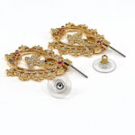 Bird In Cage Drop Earrings Victorian Style Gold Plated Metal Alloy Set With Clear Czech Crystals