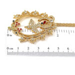Bird In Cage Necklace Victorian Style Gold Plated Metal Alloy Set With Clear And Coloured Czech Crystals