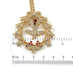 Bird In Cage Necklace Victorian Style Gold Plated Metal Alloy Set With Clear And Coloured Czech Crystals