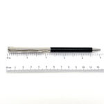 Slim Ballpoint Pen With Black Acrylic Barrel And Engine Turned Finish In 925 English Hallmarked Sterling Silver