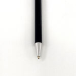 Slim Ballpoint Pen With Black Acrylic Barrel And Engine Turned Finish In 925 English Hallmarked Sterling Silver
