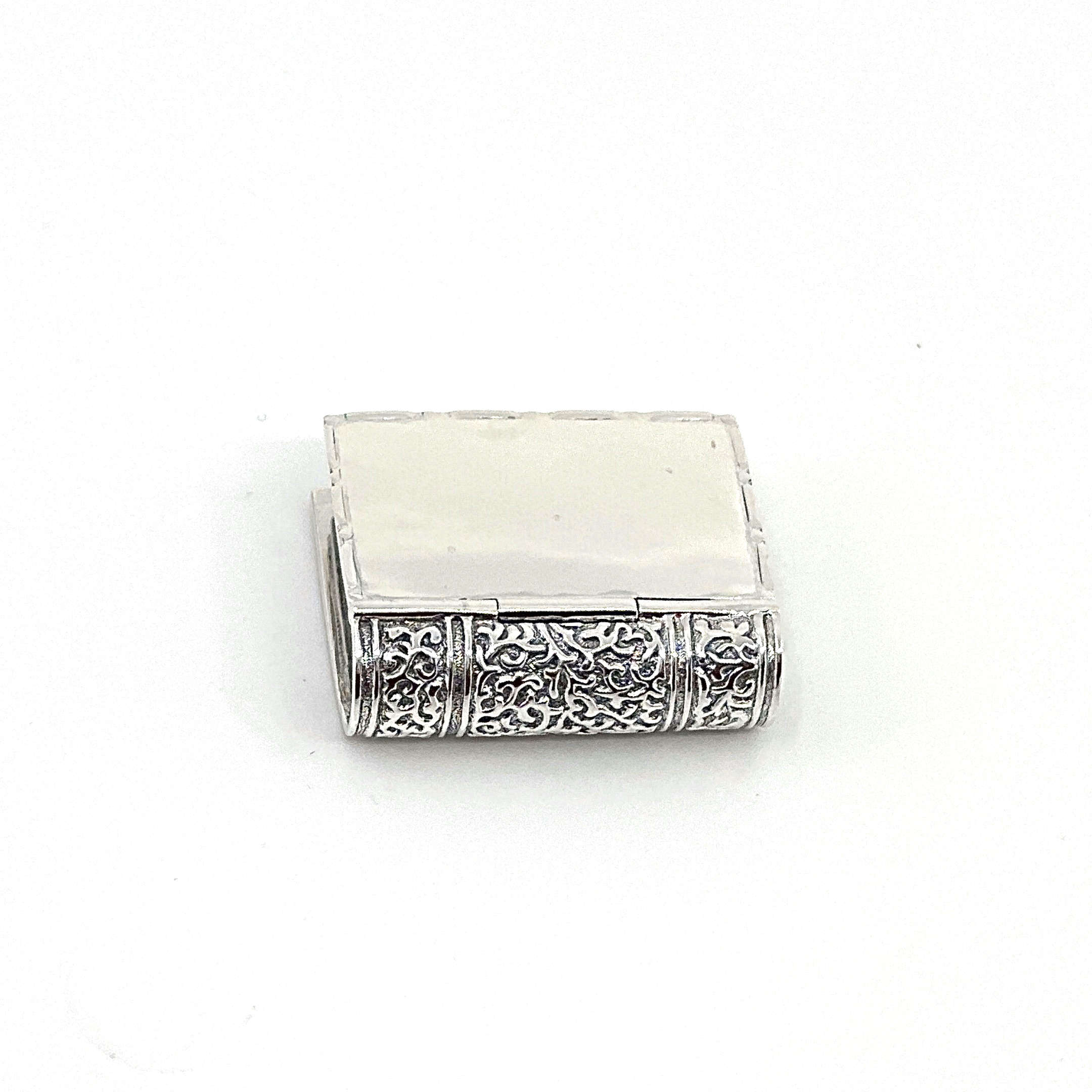 PB511 (9) Book Pill Box, finished in 925 English Hallmarked Sterling Silver