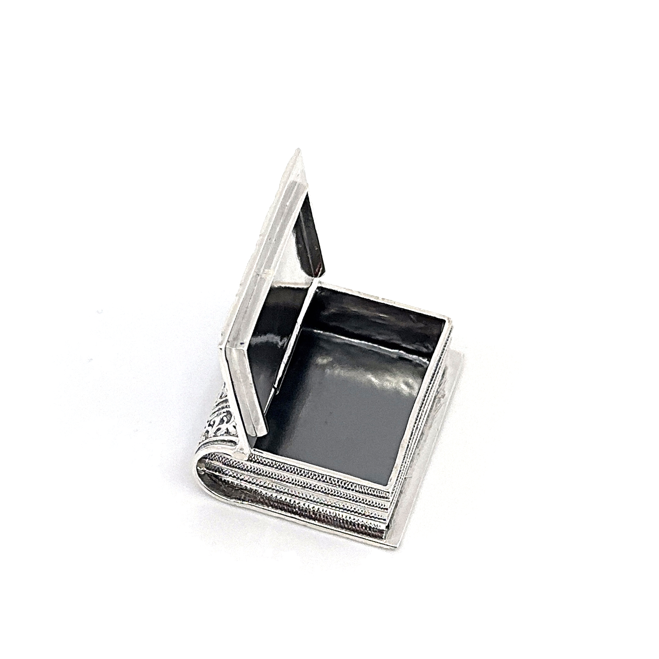 PB511 (10) Book Pill Box, finished in 925 English Hallmarked Sterling Silver