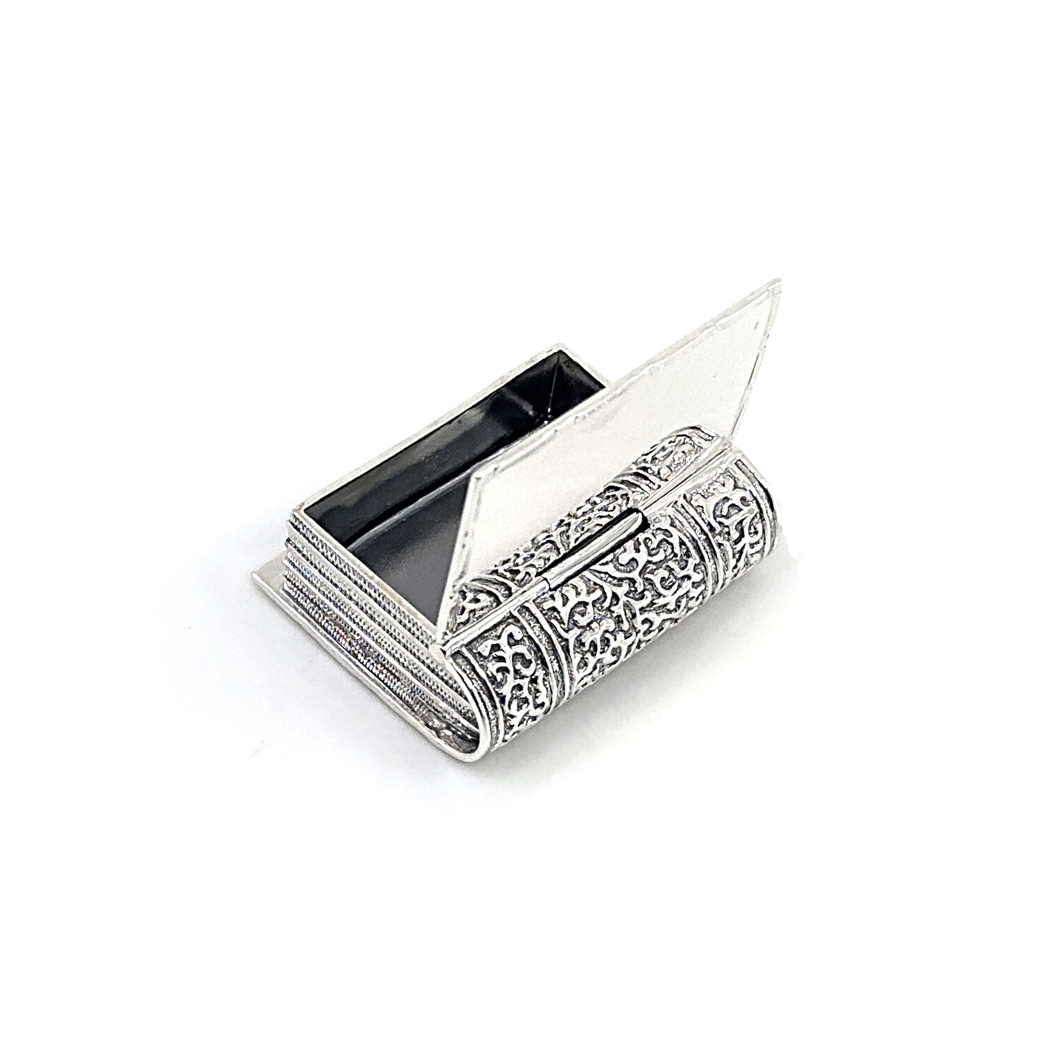 PB511 (5) Book Pill Box, finished in 925 English Hallmarked Sterling Silver