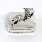 Bull and Bear on Rectangular Pill Box, finished in 925 English Hallmarked Sterling Silver 1 Bull and Bear on Rectangular Pill Box, finished in 925 English Hallmarked Sterling Silver