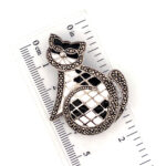 Cat Brooch Art Deco Style With Black And White Enamel And Marcasite, finished in 925 English Hallmarked Sterling Silver