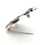 Cat Brooch Art Deco Style With Black And White Enamel And Marcasite, finished in 925 English Hallmarked Sterling Silver