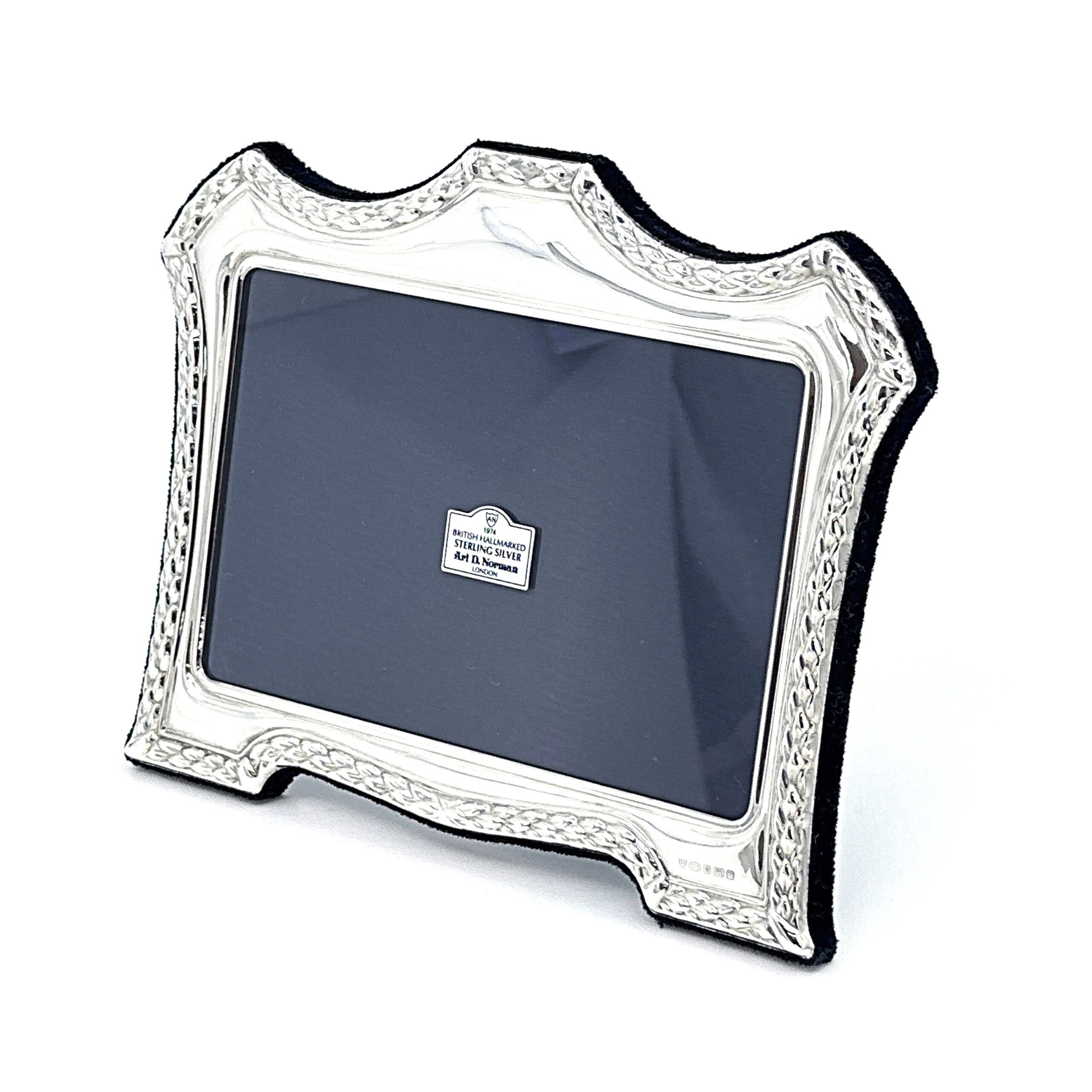 FR614 (2) Classic Photo Frame Victorian Style With Blue Velvet Back Finished In 925 English Hallmarked Sterling Silver