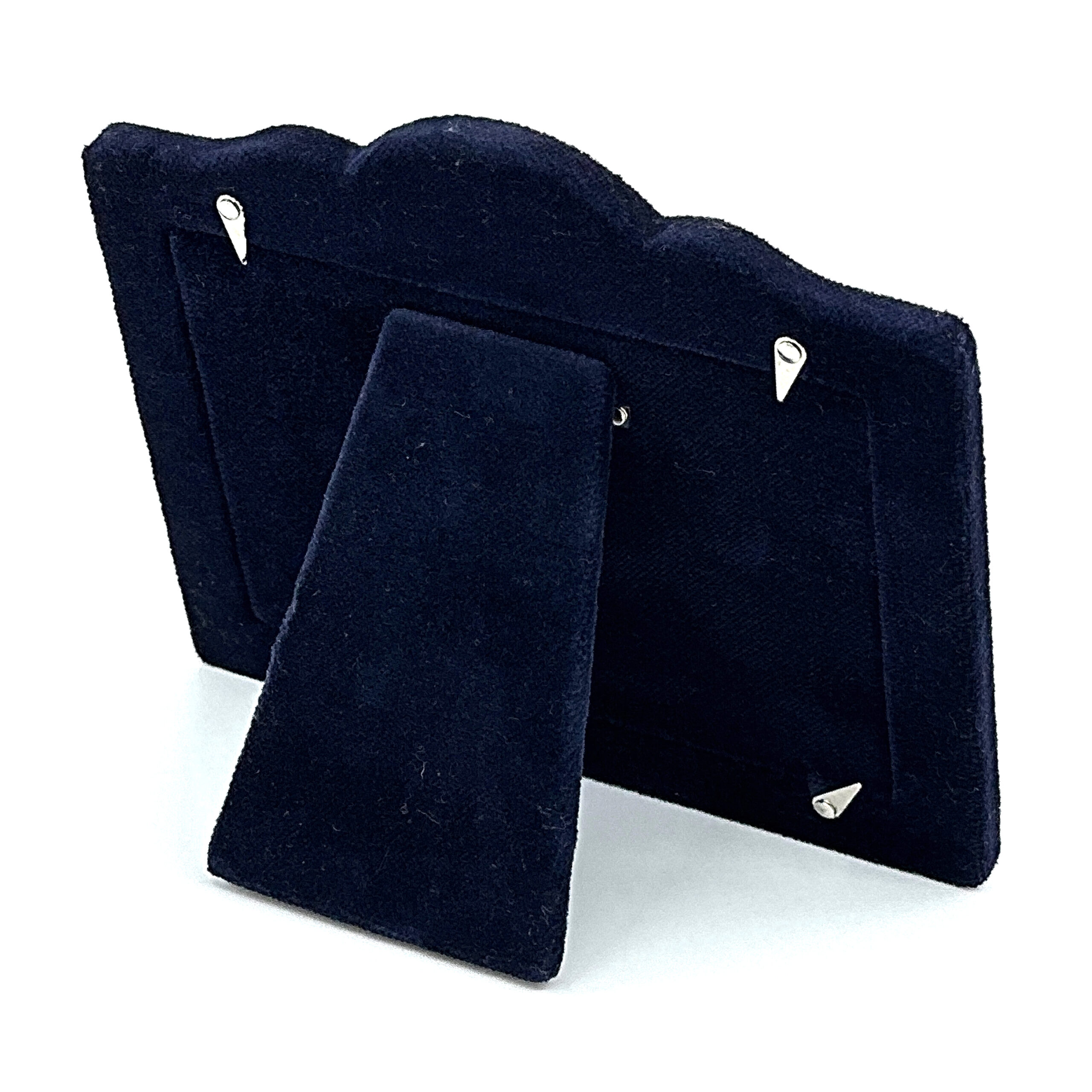 FR637 (5) Classic Photo Frame Victorian Style With Blue Velvet Back Finished In 925 English Hallmarked Sterling Silver