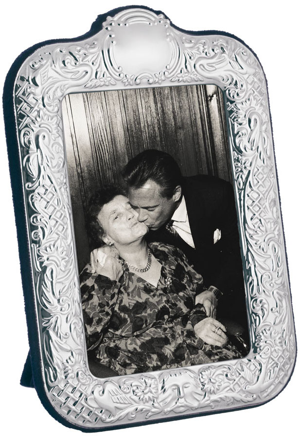 FR753-Sterling-Silver-Photo-Frame Classic Photo Frame Victorian Style With Blue Velvet Back Finished In 925 English Hallmarked Sterling Silver