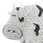 Cow Pin Brooch With Sparkling Czech Crystals | Rhodium Plated 7 Cow Pin Brooch With Sparkling Czech Crystals | Rhodium Plated