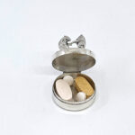 Dancing Bears on Round Pill Box, finished in 925 English Hallmarked Sterling Silver 9 Dancing Bears on Round Pill Box, finished in 925 English Hallmarked Sterling Silver