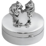 Dancing Bears on Round Pill Box, finished in 925 English Hallmarked Sterling Silver 1 Dancing Bears on Round Pill Box, finished in 925 English Hallmarked Sterling Silver