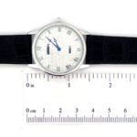 Diamond Effect Watch With Black Leather Strap And Sapphire Set Winder Finished In 925 English Hallmarked Sterling Silver