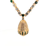 Egg Shaped Necklace Victorian Style Gold Plated Metal Alloy Set With Enamel And Czech Crystals