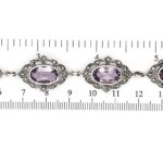 Victorian Style Bracelet Set With Amethyst and Marcasite Finished in 925 English Hallmarked Sterling Silver