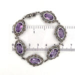 Victorian Style Bracelet Set With Amethyst and Marcasite Finished in 925 English Hallmarked Sterling Silver