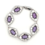 Victorian Style Bracelet Set With Amethyst and Marcasite Finished in 925 English Hallmarked Sterling Silver