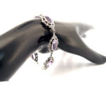 Victorian Style Bracelet Set With Amethyst and Marcasite Finished in 925 English Hallmarked Sterling Silver