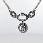 Victorian Style Marcasite And Amethyst Necklace Finished In 925 English Hallmarked Sterling Silver 5 Victorian Style Marcasite And Amethyst Necklace Finished In 925 English Hallmarked Sterling Silver