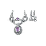 Victorian Style Marcasite And Amethyst Necklace Finished In 925 English Hallmarked Sterling Silver 7 Victorian Style Marcasite And Amethyst Necklace Finished In 925 English Hallmarked Sterling Silver