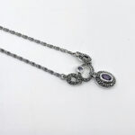 Victorian Style Marcasite And Amethyst Necklace Finished In 925 English Hallmarked Sterling Silver 8 Victorian Style Marcasite And Amethyst Necklace Finished In 925 English Hallmarked Sterling Silver