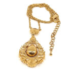 Elegant Necklace Victorian Style Gold Plated Metal Alloy Set With Red And Clear Czech Crystals
