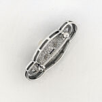 Pin Brooch With Black Enamel, Pearl & Cubic Zirconia Finished In 925 English Hallmarked Sterling Silver 4 Pin Brooch With Black Enamel, Pearl & Cubic Zirconia Finished In 925 English Hallmarked Sterling Silver