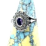 Victorian Style Ring Set With Amethyst And Marcasite Finished In 925 English Hallmarked Sterling Silver