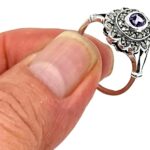 Victorian Style Ring Set With Amethyst And Marcasite Finished In 925 English Hallmarked Sterling Silver