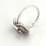 Victorian Style Ring Set With Amethyst And Marcasite Finished In 925 English Hallmarked Sterling Silver