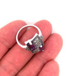 Victorian Style Ring Set With Amethyst And Marcasite Finished In 925 English Hallmarked Sterling Silver