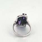 Victorian Style Ring Set With Amethyst And Marcasite Finished In 925 English Hallmarked Sterling Silver