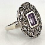 Victorian Style Ring Set With Amethyst And Marcasite Finished In 925 English Hallmarked Sterling Silver 5 Victorian Style Ring Set With Amethyst And Marcasite Finished In 925 English Hallmarked Sterling Silver