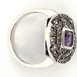 Victorian Style Ring Set With Amethyst And Marcasite Finished In 925 English Hallmarked Sterling Silver 7 Victorian Style Ring Set With Amethyst And Marcasite Finished In 925 English Hallmarked Sterling Silver