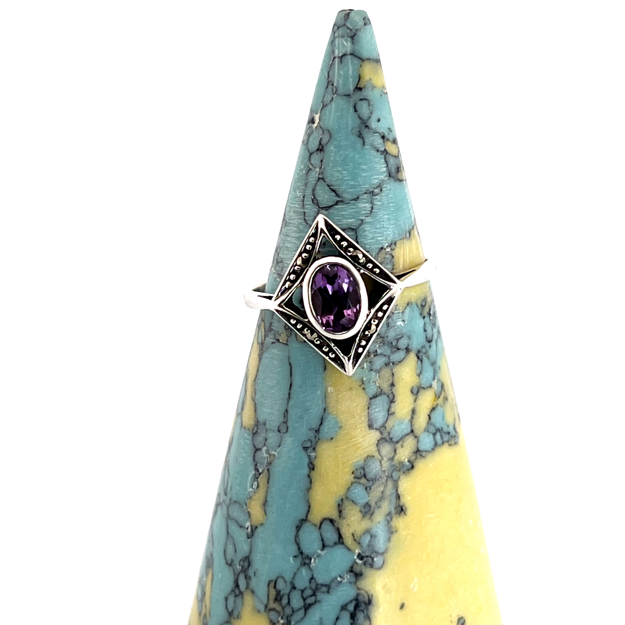RG211 (3) Victorian Style Ring With Amethyst And Marcasite Finished In 925 English Hallmarked Sterling Silver