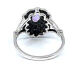 Victorian Style Ring Set With Amethyst And Marcasite Finished In 925 English Hallmarked Sterling Silver