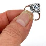 Victorian Style Ring Set With Synthetic Aquamarine And Marcasite Finished In 925 English Hallmarked Sterling Silver