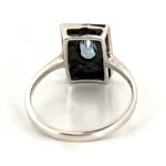 Victorian Style Ring Set With Synthetic Aquamarine And Marcasite Finished In 925 English Hallmarked Sterling Silver