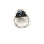 Victorian Style Ring Set With Synthetic Aquamarine And Marcasite Finished In 925 English Hallmarked Sterling Silver