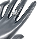 Victorian Style Ring Set With Synthetic Aquamarine And Marcasite Finished In 925 English Hallmarked Sterling Silver