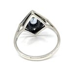 Victorian Style Ring Set With Synthetic Aquamarine And Marcasite Finished In 925 English Hallmarked Sterling Silver